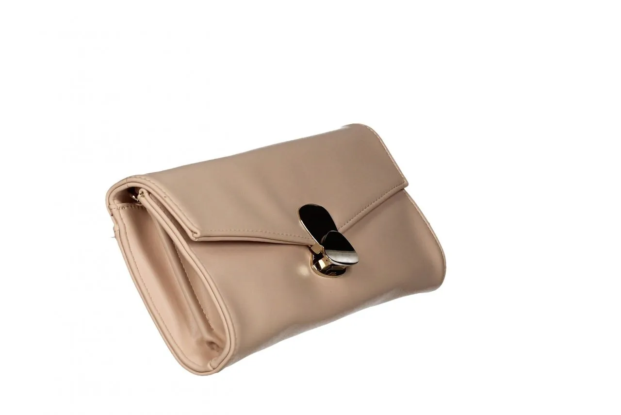 Cartera Nude Tapa Con Cierre Dos Piezas Oro