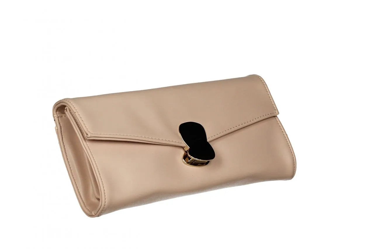 Cartera Nude Tapa Con Cierre Dos Piezas Oro