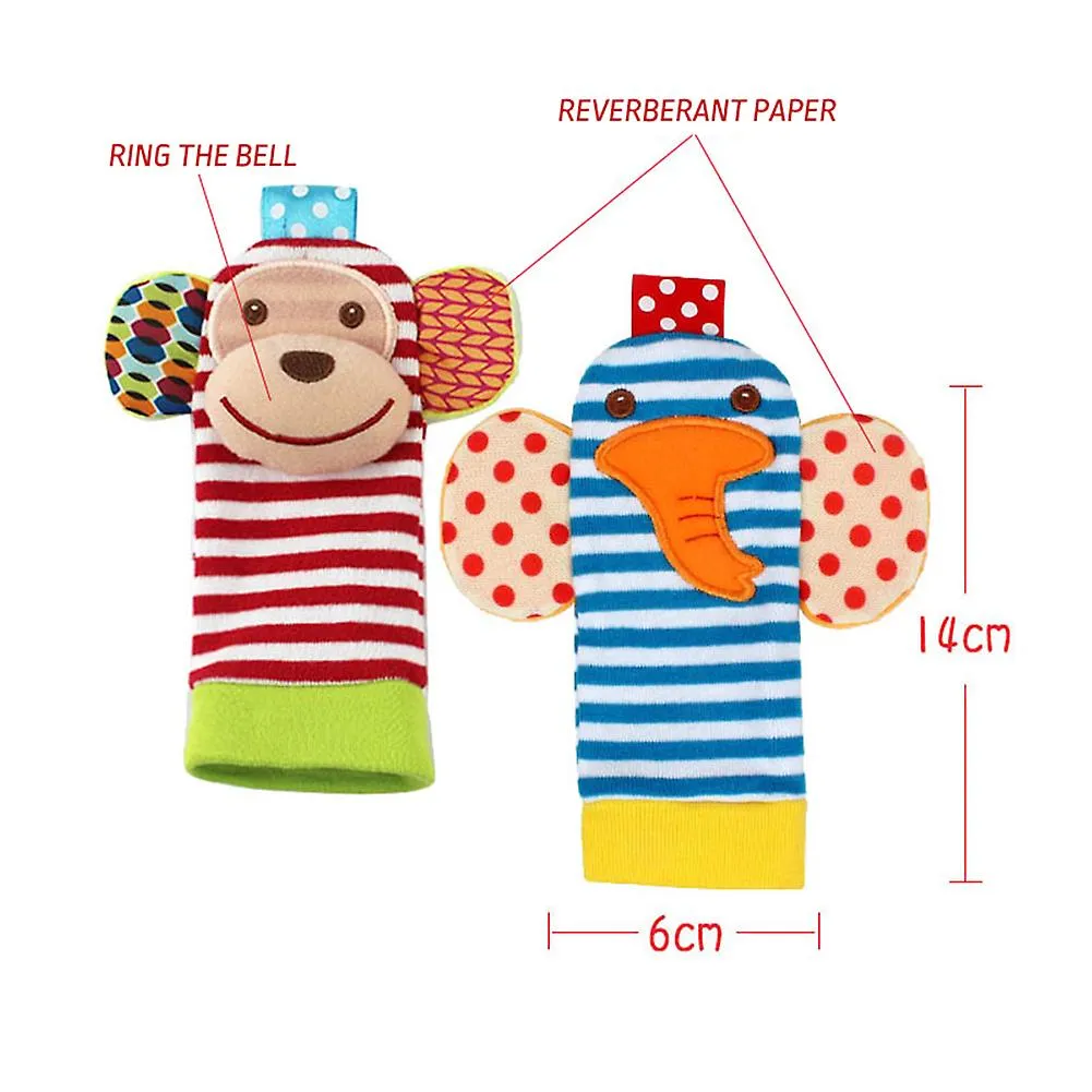 Cartoon Rattle Wrist Band Sock Set for Baby Moisture Wicking Sockings Band Gift for Toddlers