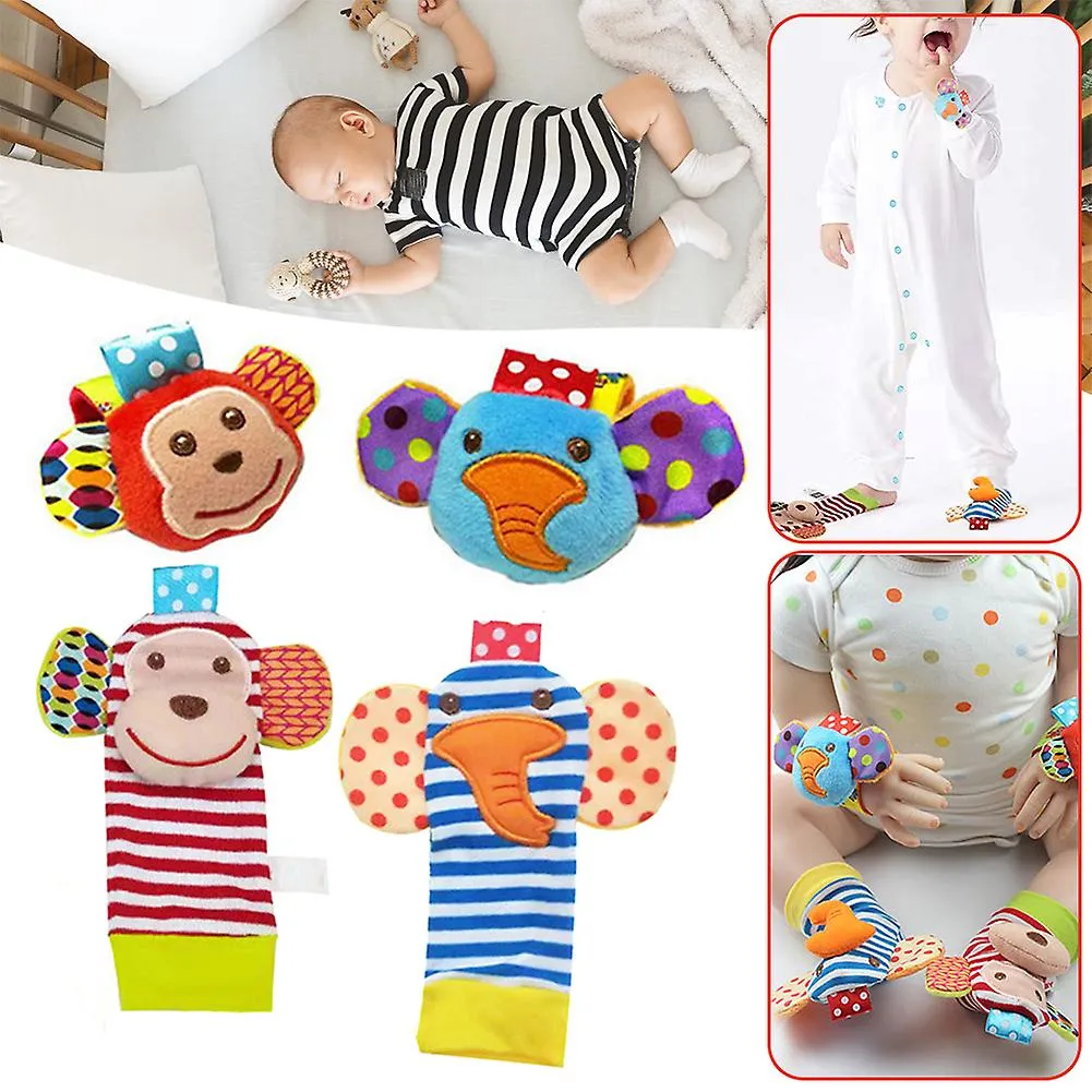 Cartoon Rattle Wrist Band Sock Set for Baby Moisture Wicking Sockings Band Gift for Toddlers