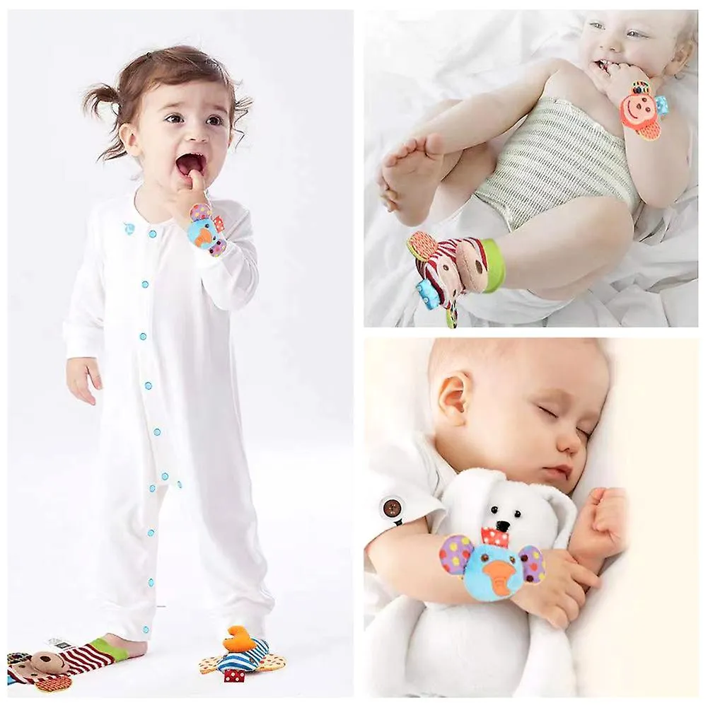 Cartoon Rattle Wrist Band Sock Set for Baby Moisture Wicking Sockings Band Gift for Toddlers
