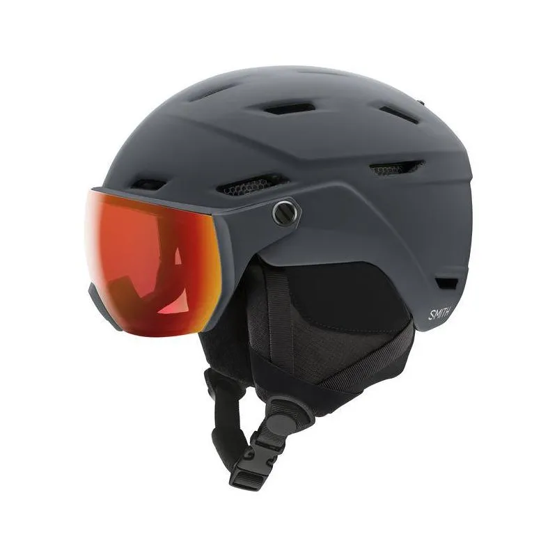 Casco con visera Smith Encuesta Eu (Carbón Mate Chromapop Espejo Rojo Cotidiano)