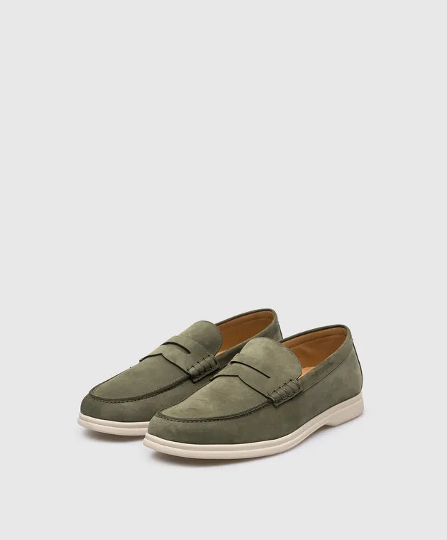 Cashmere&Whiskey Green leather loafers