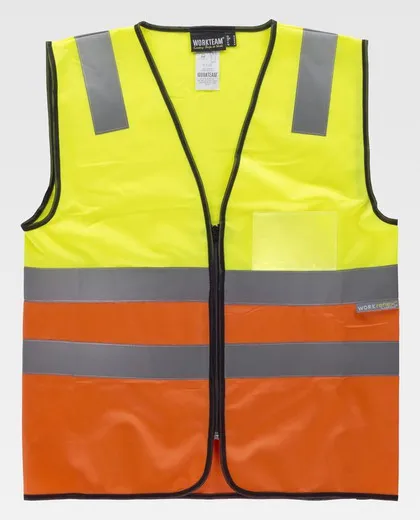 Chaleco bicolor AV con cierre de cremallera Amarillo / Naranja