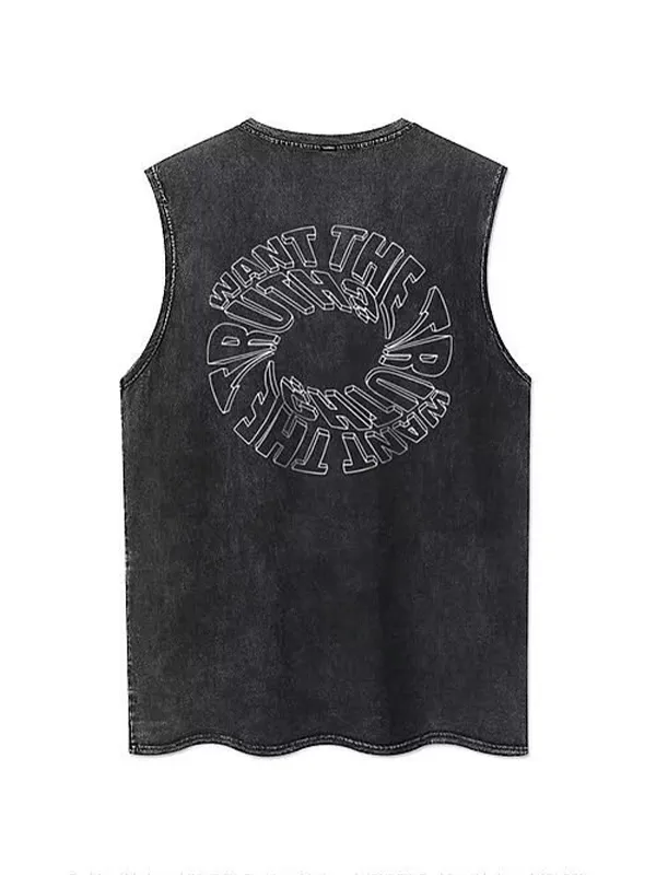 Chaleco con estampado de letras desgastadas para hombre