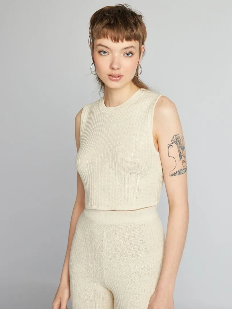 CHALECO CON LAZADA TRASERA  BEIGE