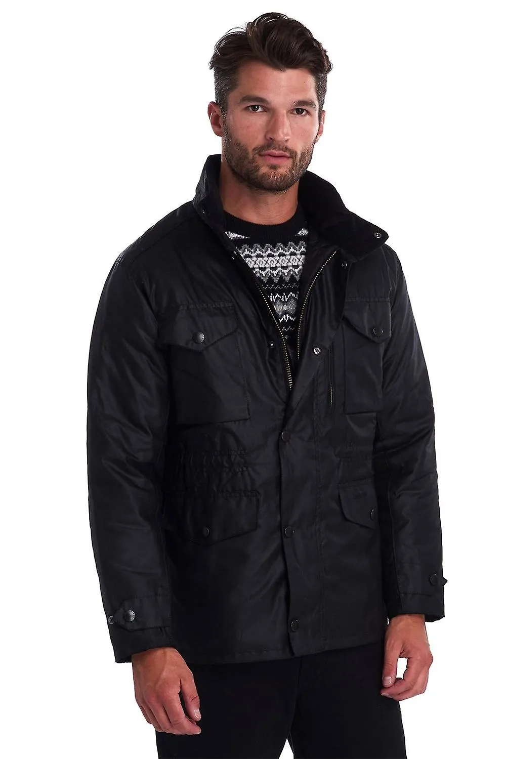 Chaqueta de cera Barbour Sapper para hombre negra