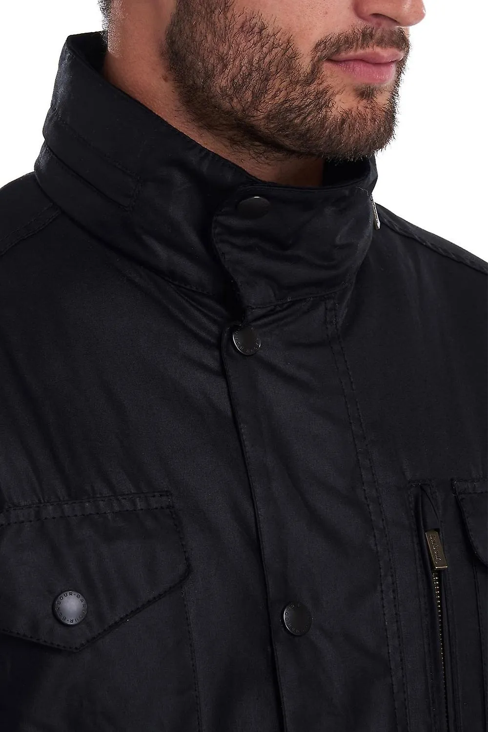 Chaqueta de cera Barbour Sapper para hombre negra