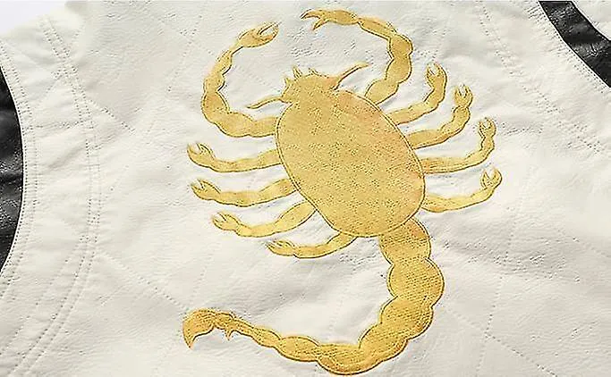 Chaqueta de cuero para hombre bordado Scorpion con capucha Chaqueta de moto