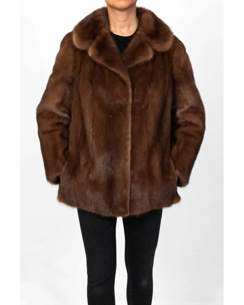 chaqueta de pelo marrón