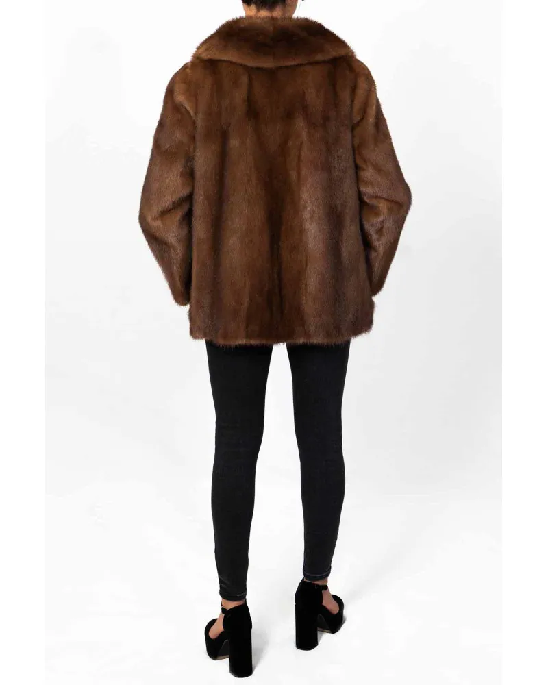 chaqueta de pelo marrón