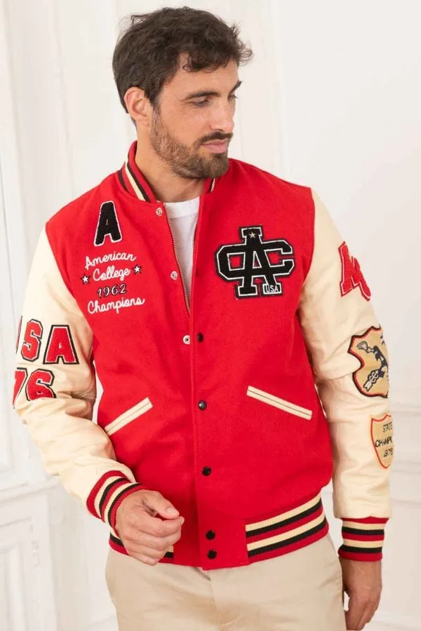 CHAQUETA HOMBRE AMERICAN COLLEGE AC10 RED BEIGE