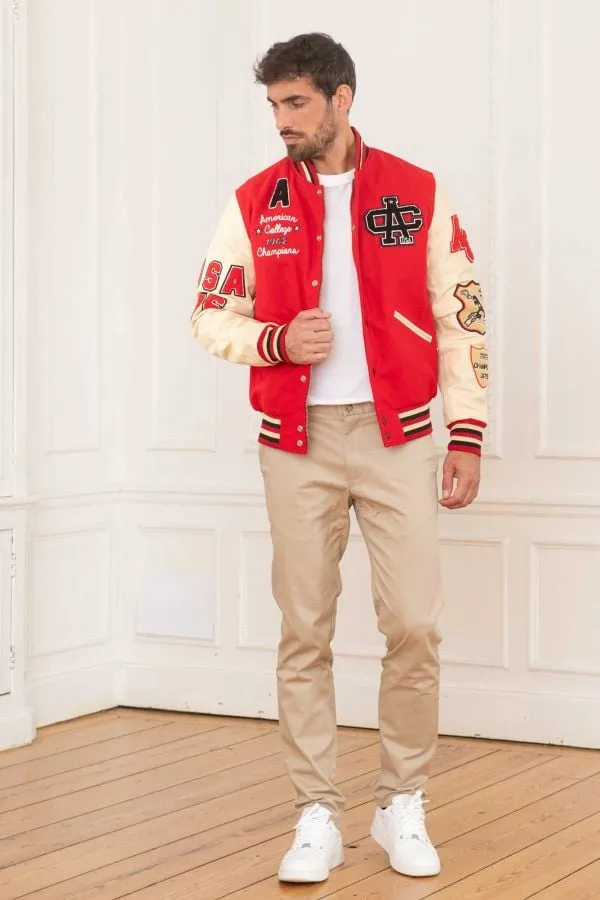 CHAQUETA HOMBRE AMERICAN COLLEGE AC10 RED BEIGE
