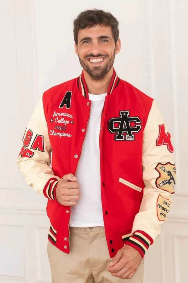 CHAQUETA HOMBRE AMERICAN COLLEGE AC10 RED BEIGE