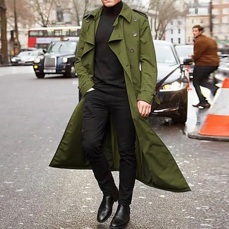 Chaqueta Larga Delgada Para Hombre