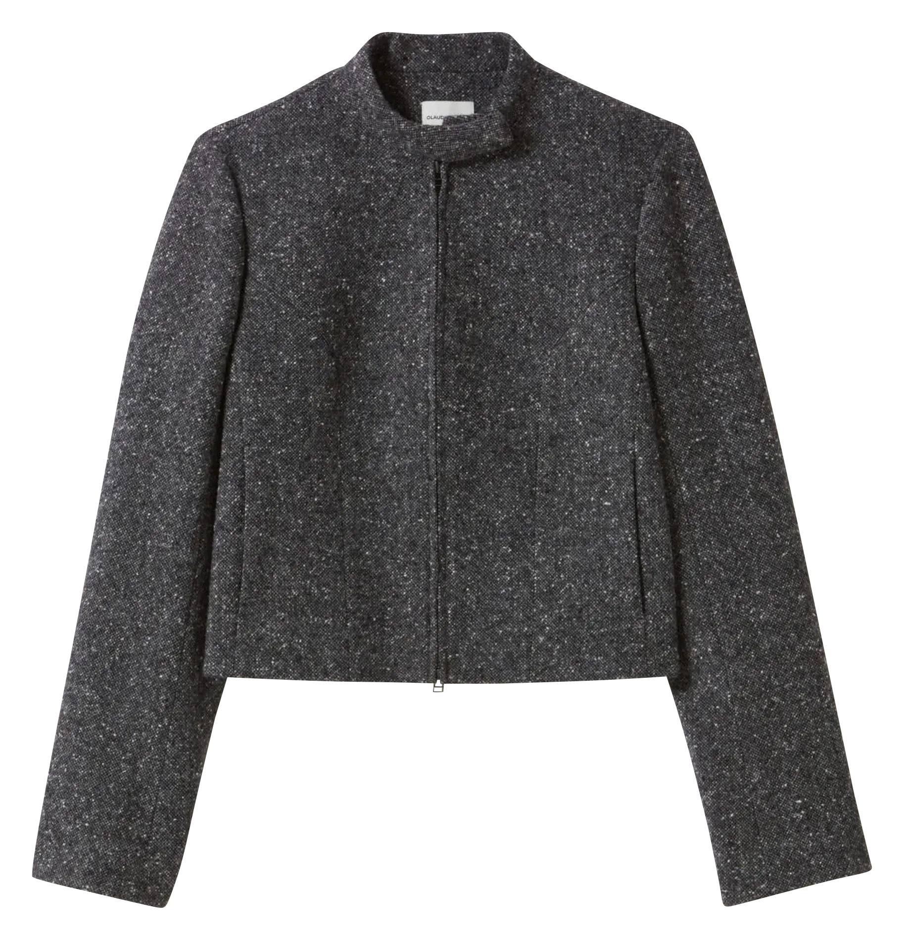 Chaqueta recta con cuello alto en gris