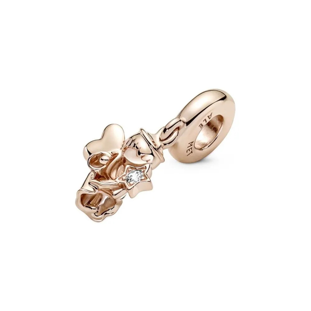 Charm Colgante con recubrimiento de oro de 14k Angel con Alas de Corazón
