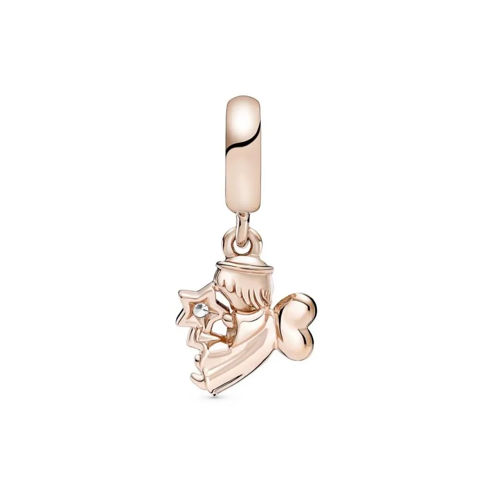 Charm Colgante con recubrimiento de oro de 14k Angel con Alas de Corazón