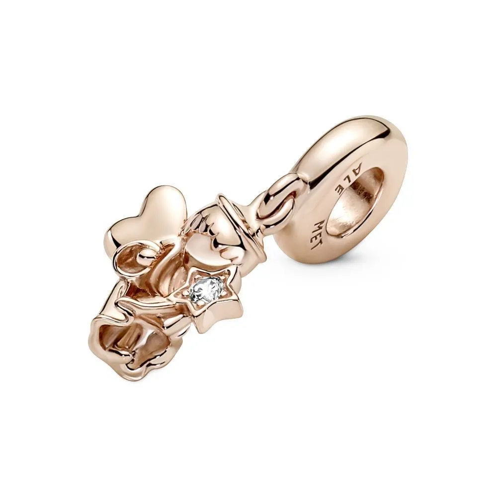 Charm Colgante con recubrimiento de oro de 14k Angel con Alas de Corazón