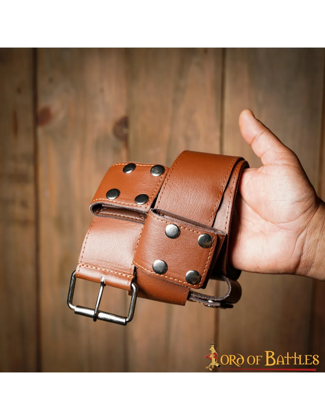 Cinturón de cuero hecho a mano para LARP y Cosplay