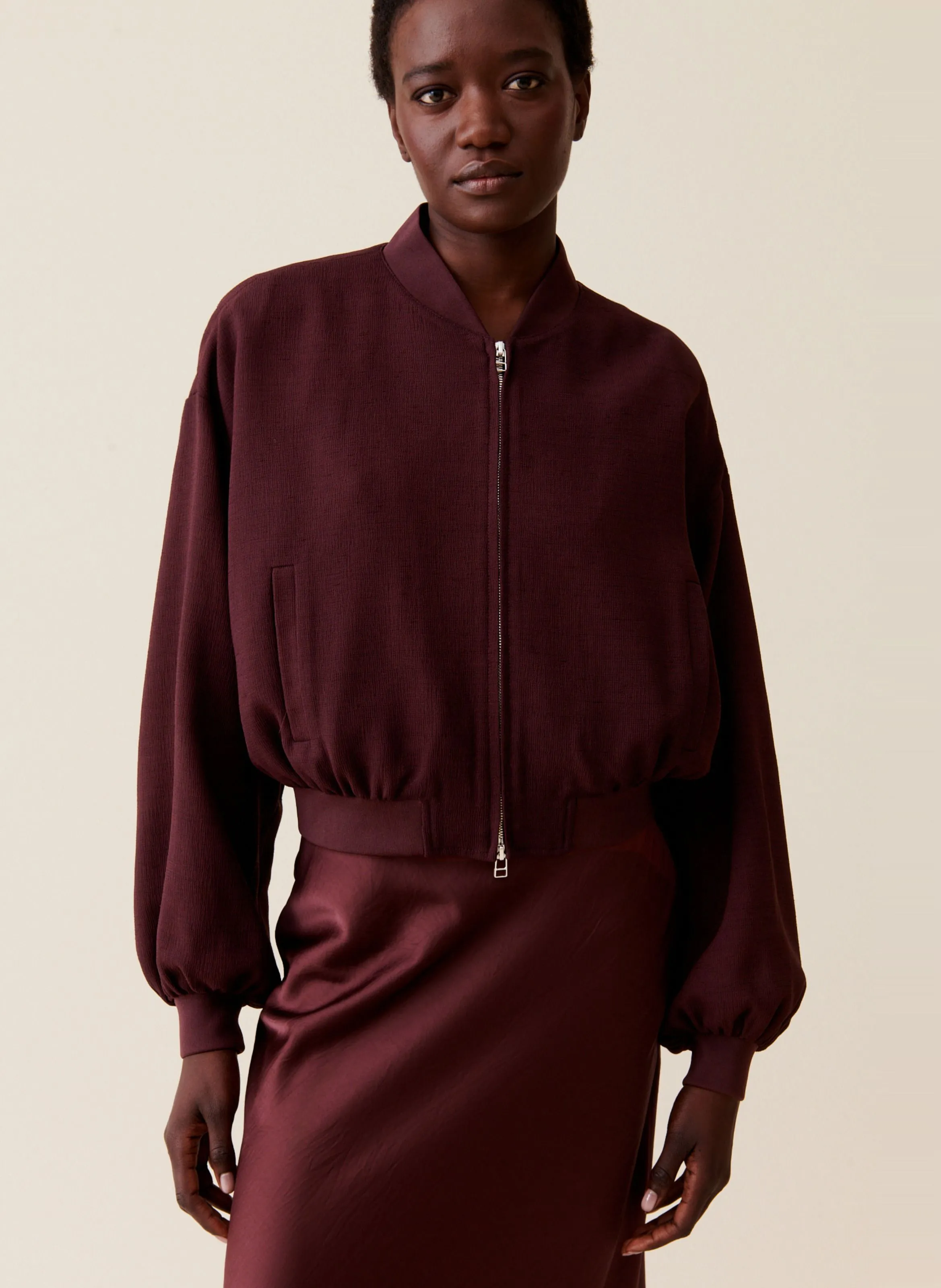 CLAUDIE PIERLOT Chaqueta estilo teddy holgada en marron