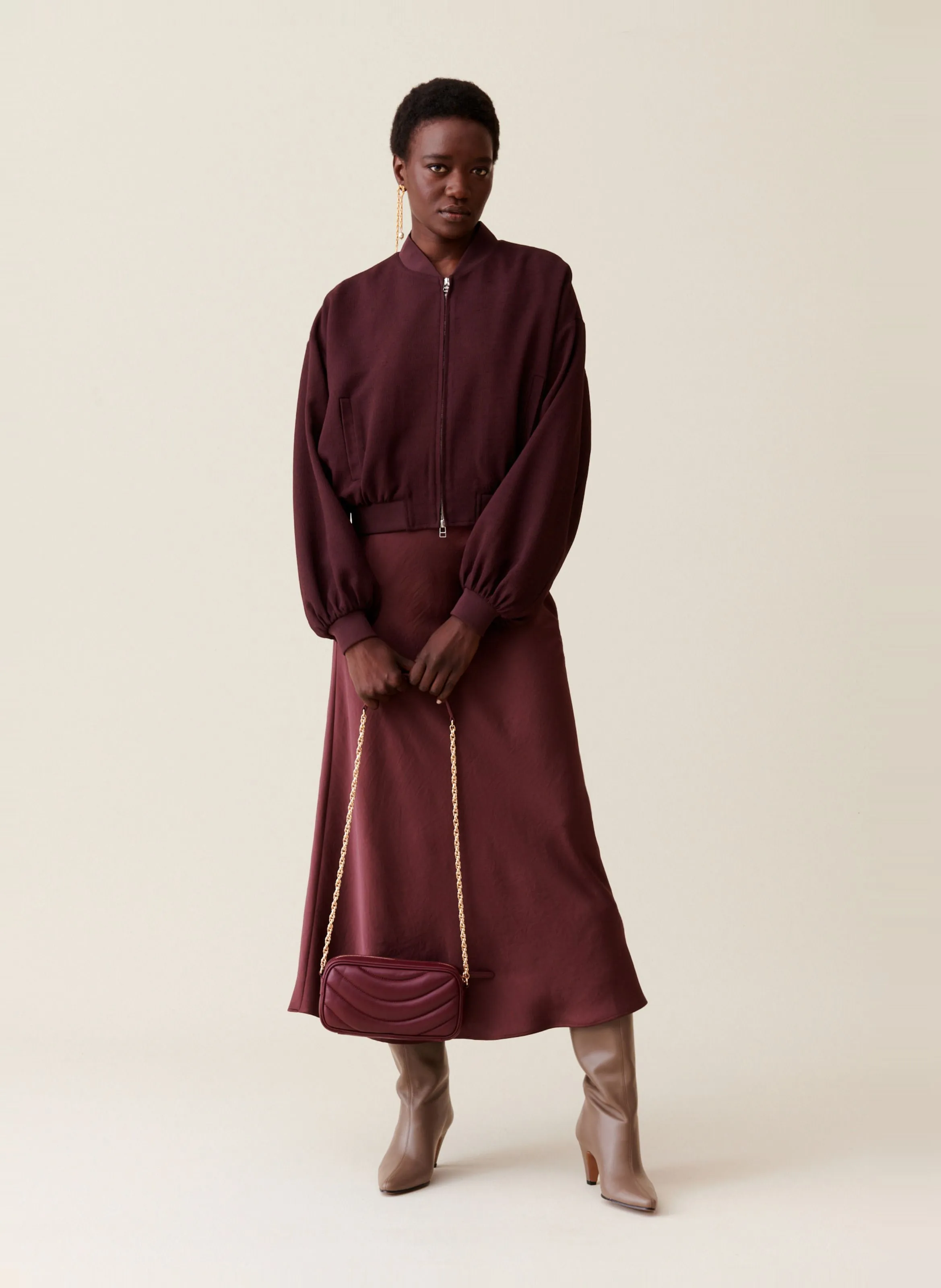 CLAUDIE PIERLOT Chaqueta estilo teddy holgada en marron