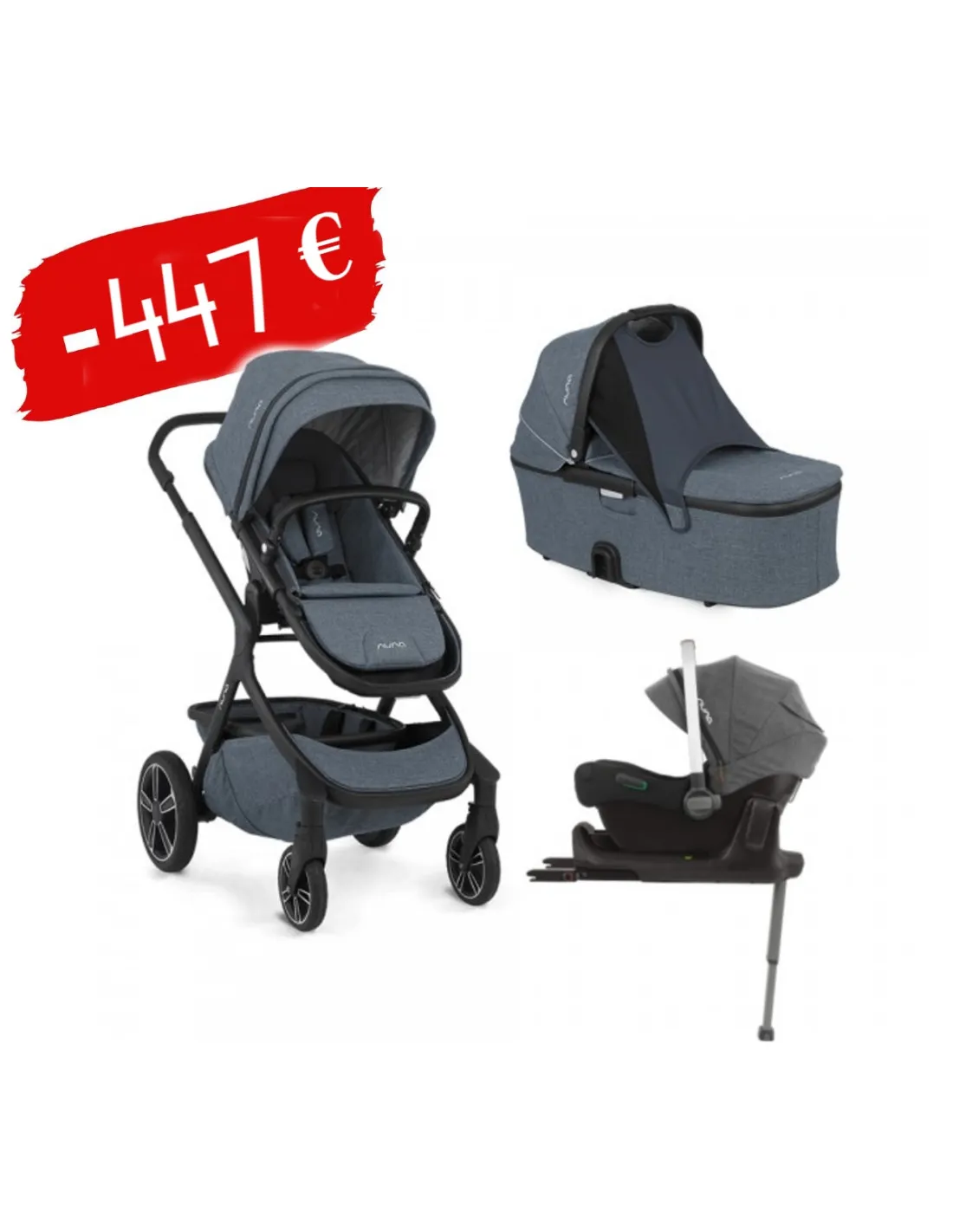 Coche de bebé Trio con base Nuna Demi Grow aspen