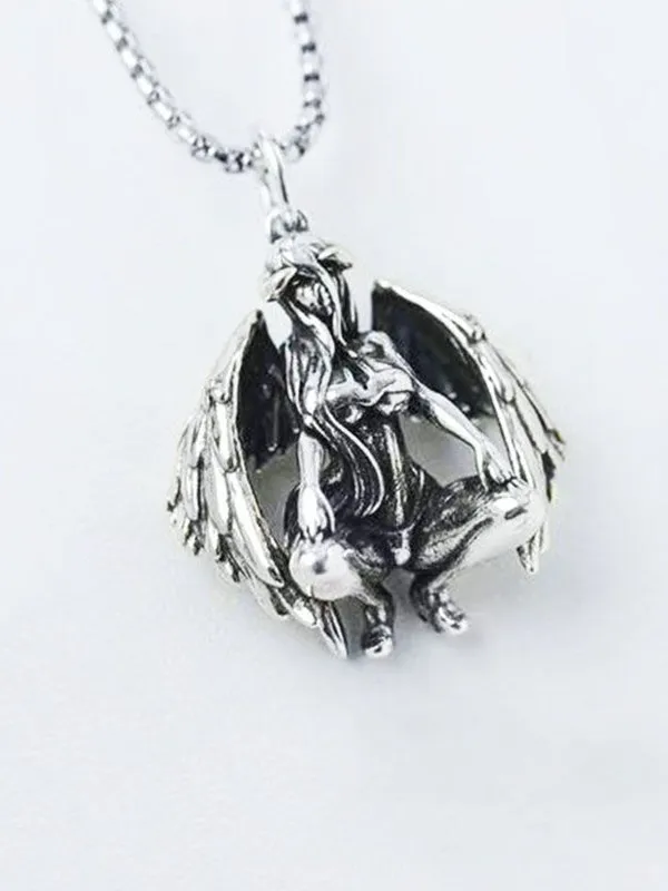 Collar con colgante de ángel del diablo para hombre