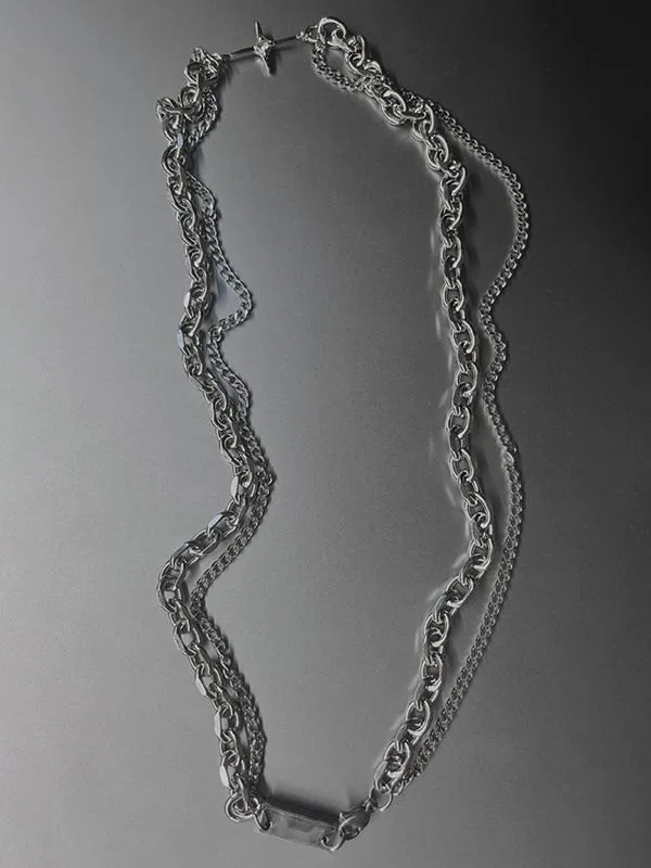 Collar de cadena de eslabones geométricos en capas para hombre