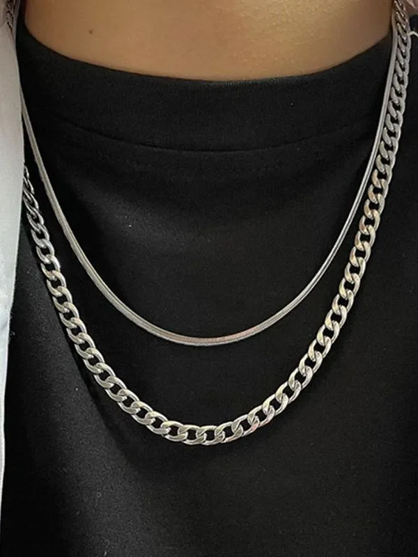 Collar de cadena de serpiente en capas para hombre
