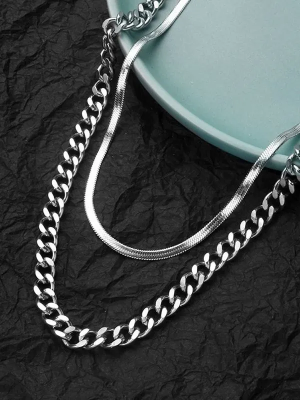 Collar de cadena de serpiente en capas para hombre
