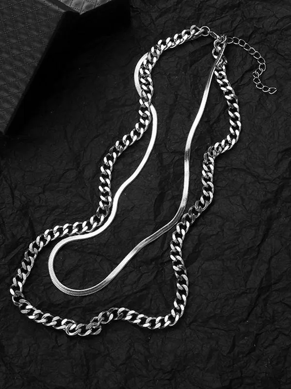 Collar de cadena de serpiente en capas para hombre