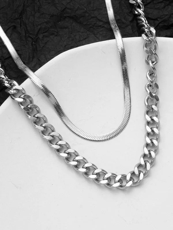 Collar de cadena de serpiente en capas para hombre