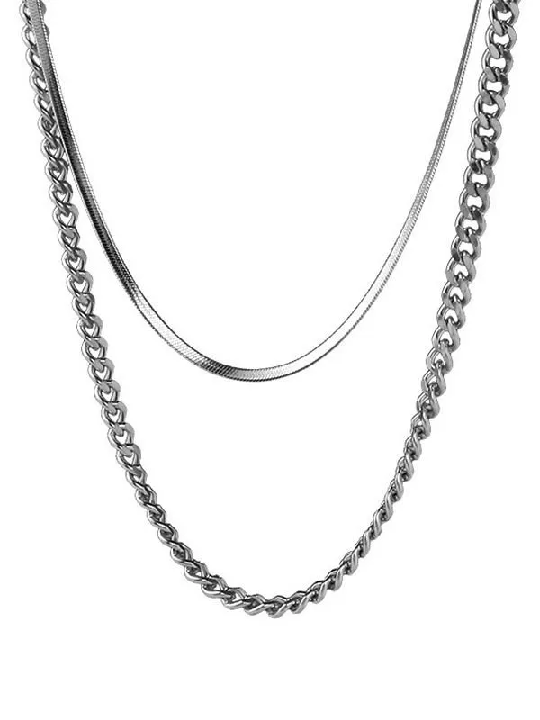 Collar de cadena de serpiente en capas para hombre