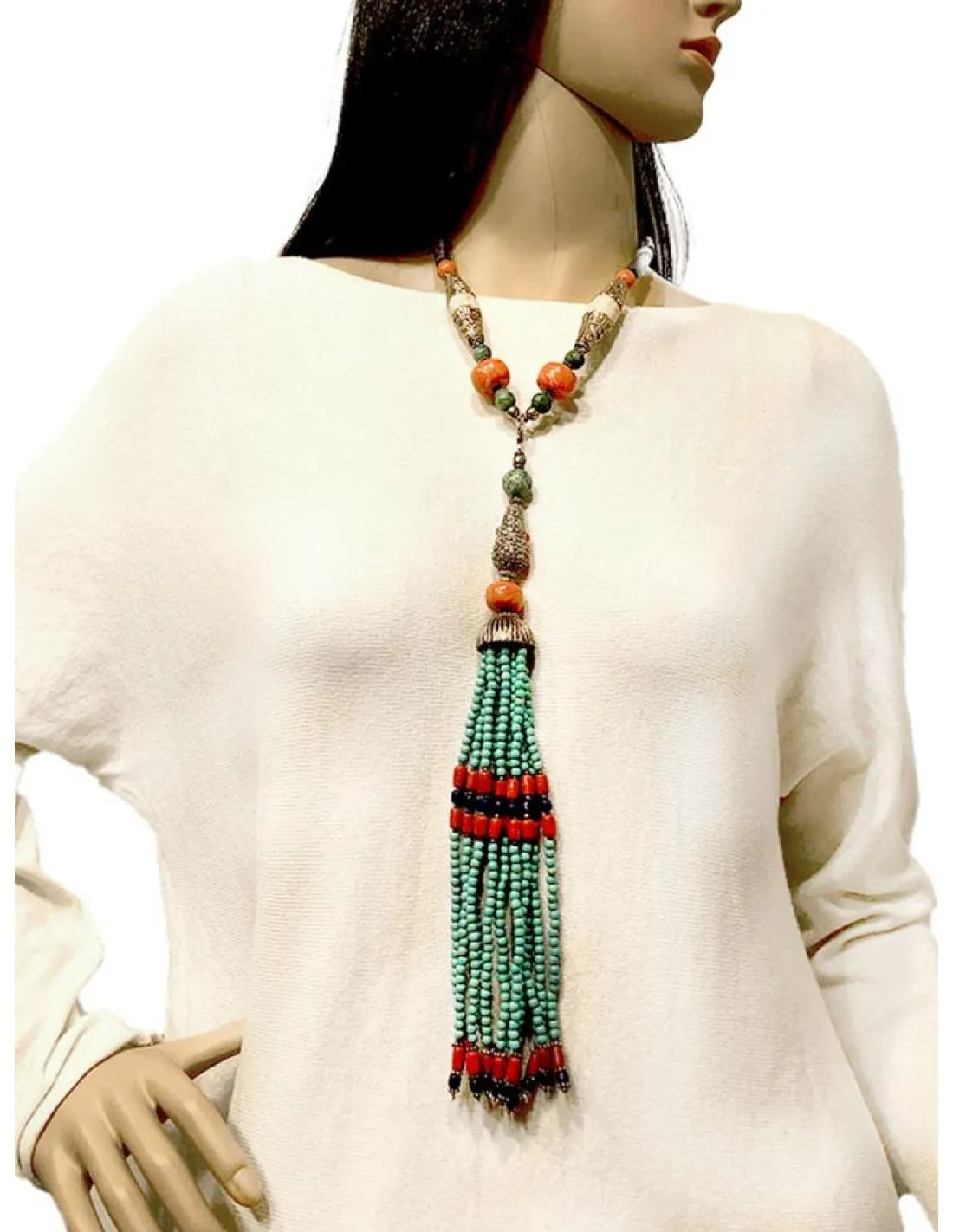 COLLARES PLATA TIBET CON PIEDRAS SEMIPRECIOSAS FABULOSO DISEÑO ANTIGUO
