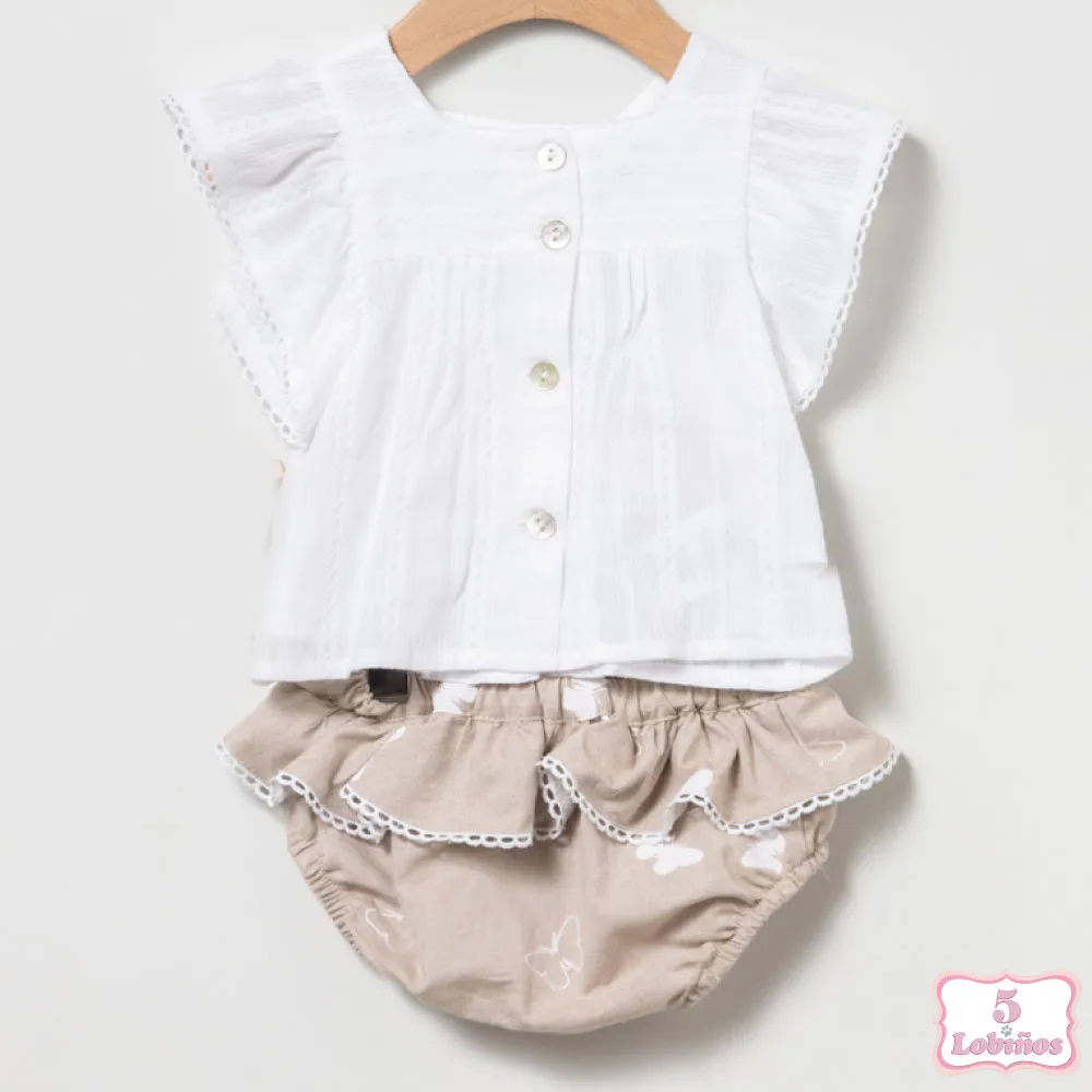 CONJUNTO BEBÉ NIÑA TOSTADO MARIPOSAS Coco Acqua