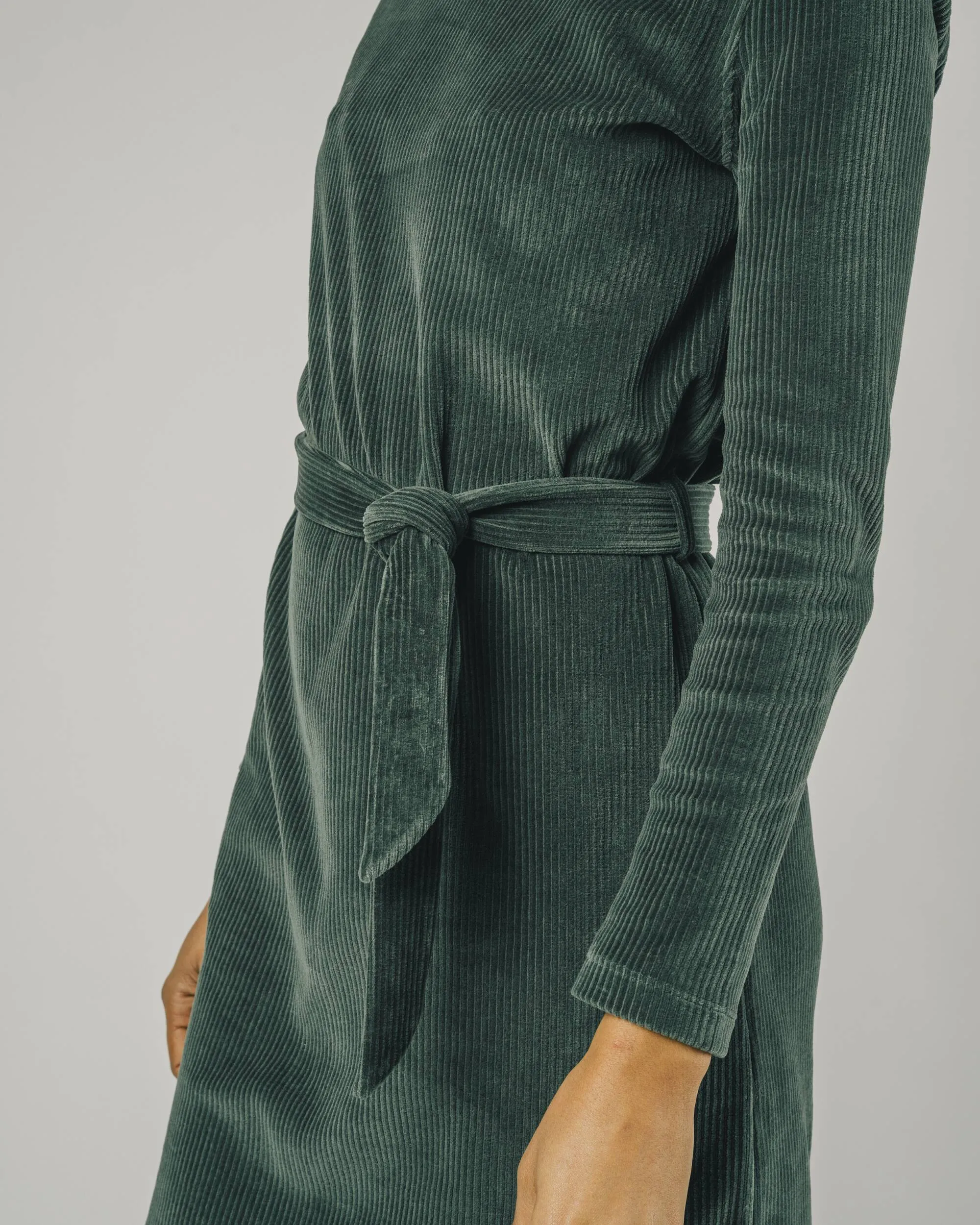 Corduroy Belted Dress Forest Green