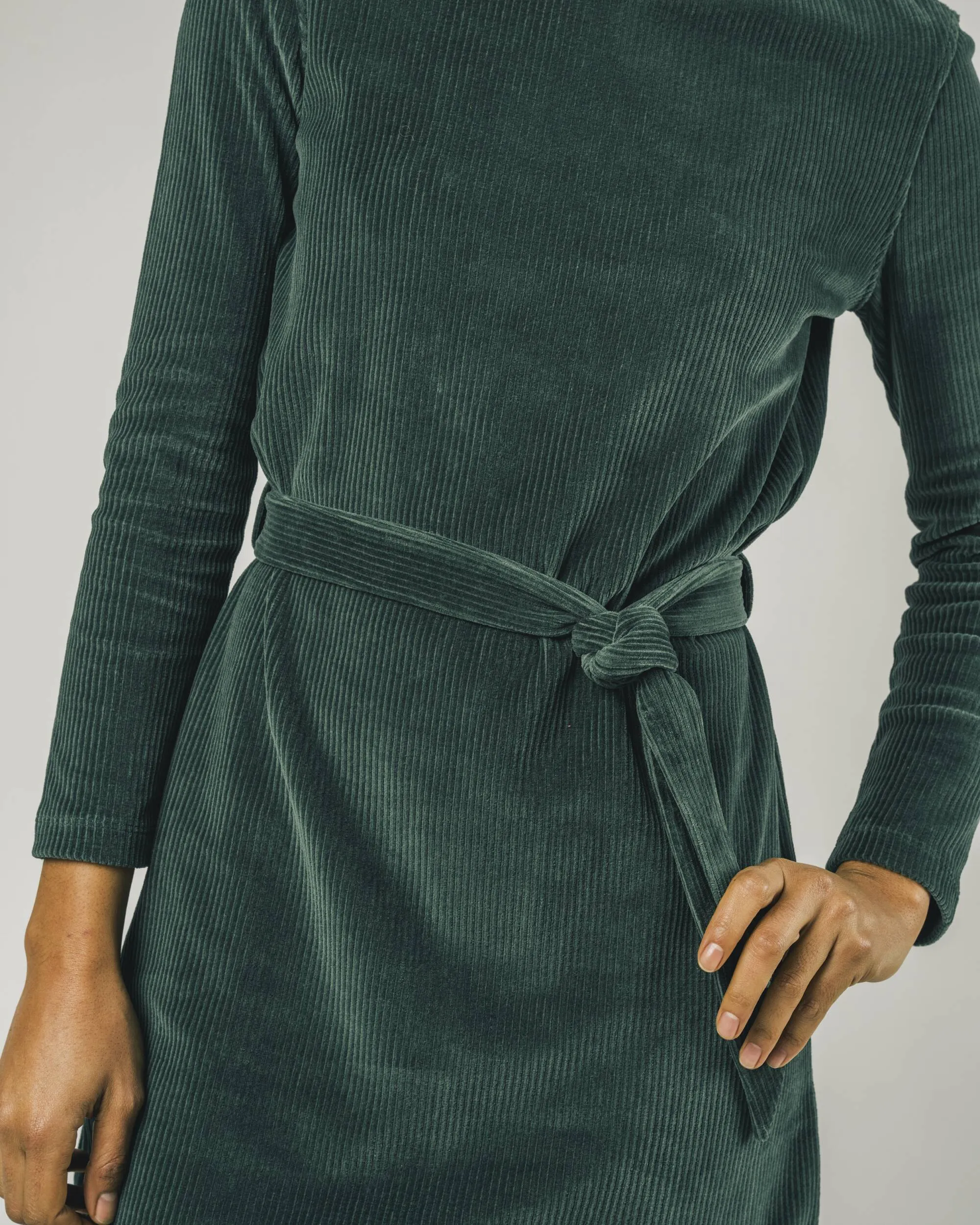 Corduroy Belted Dress Forest Green