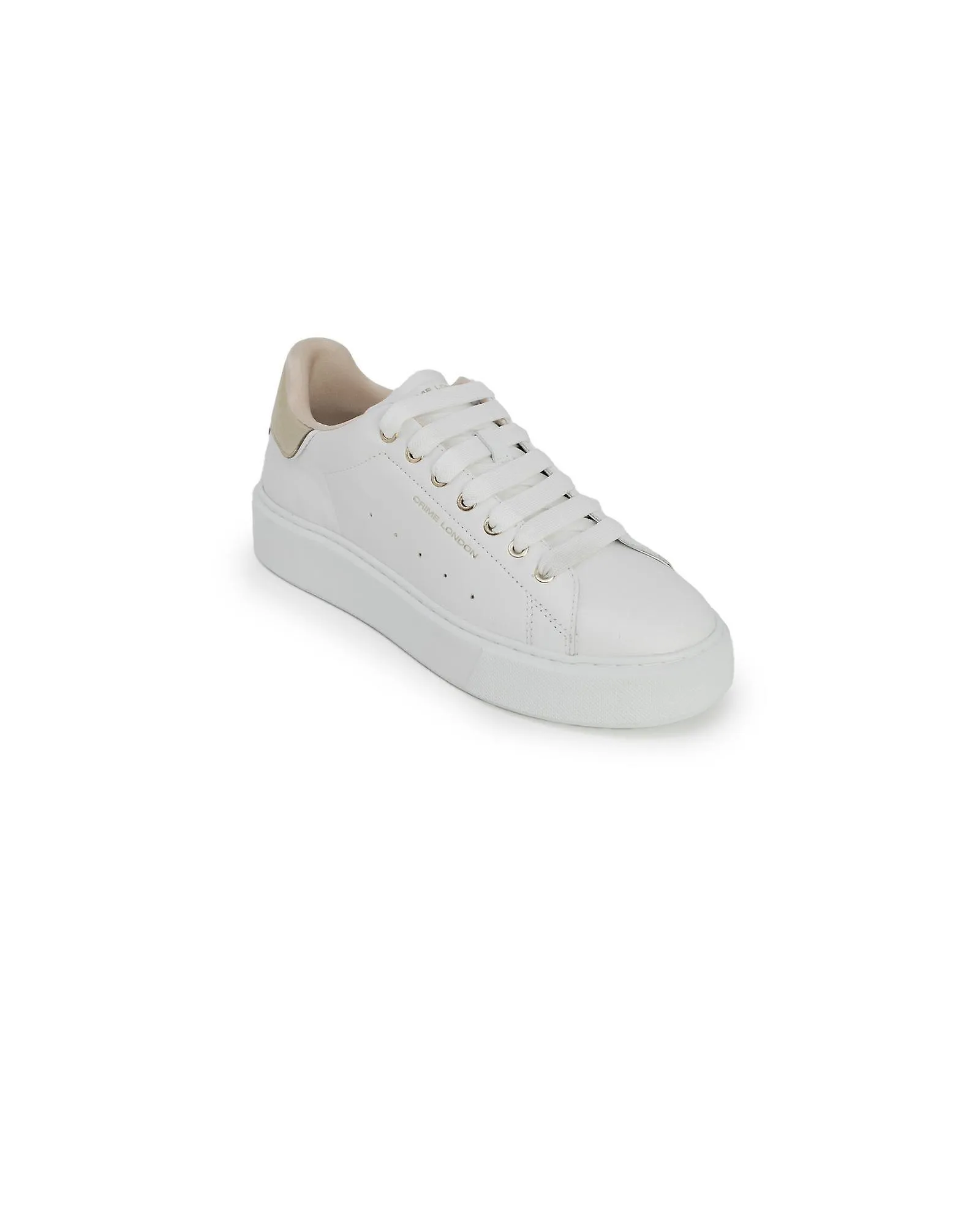 CRIME LONDON GOLD LEATHER LACEUP SNEAKERS WITH RUBBER SOLE