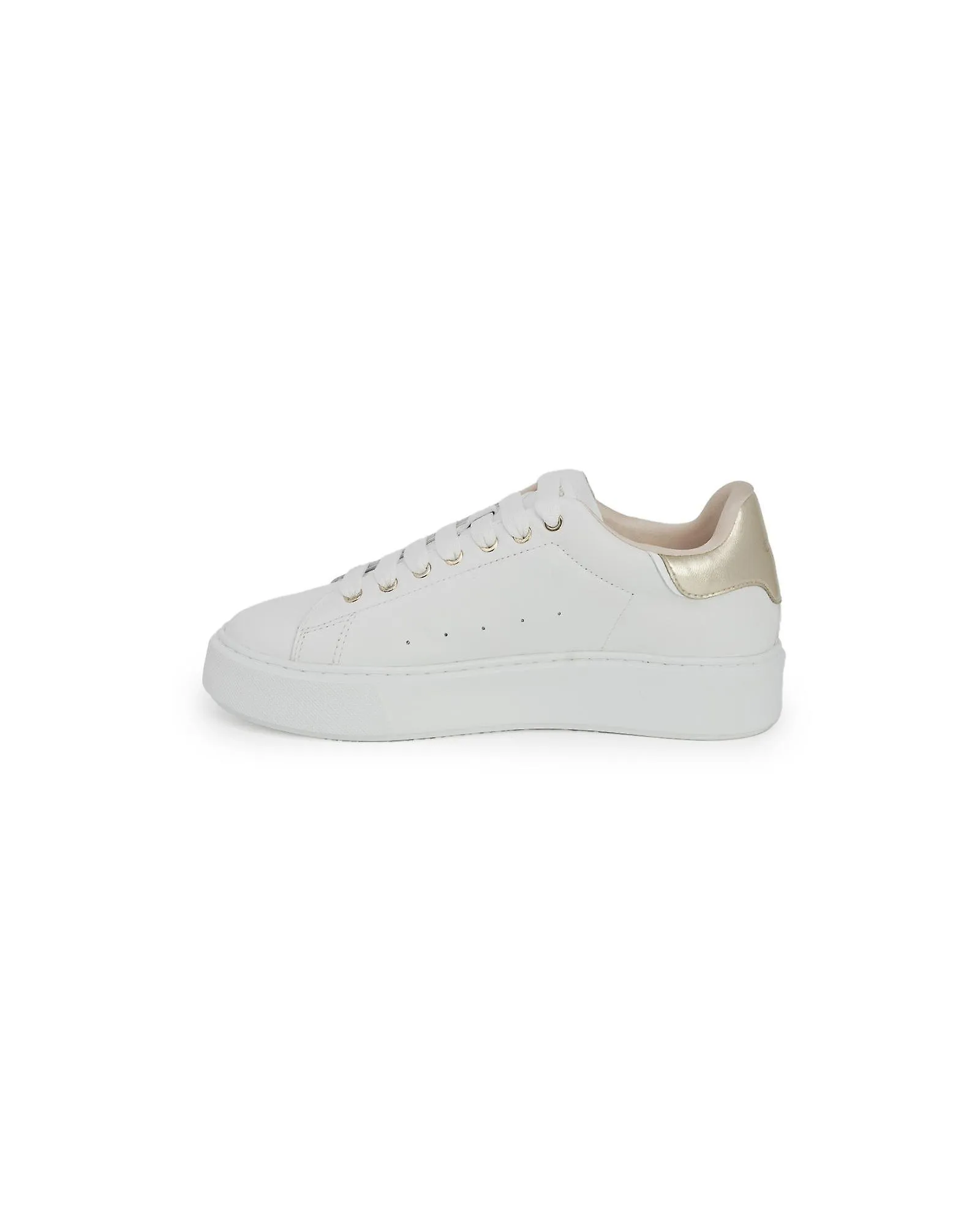 CRIME LONDON GOLD LEATHER LACEUP SNEAKERS WITH RUBBER SOLE