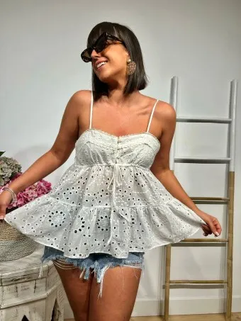 Cuerpo Bordado Perforado SUNMOOD Blanco