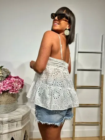 Cuerpo Bordado Perforado SUNMOOD Blanco