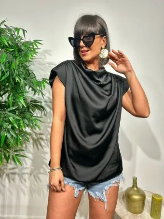 Cuerpo Satinado Drapeado SINNIKA Negro