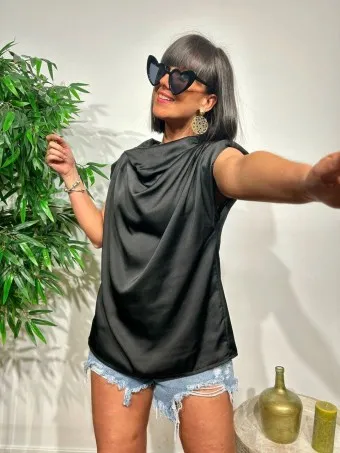Cuerpo Satinado Drapeado SINNIKA Negro