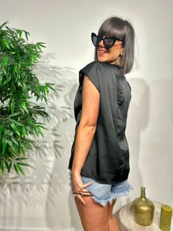 Cuerpo Satinado Drapeado SINNIKA Negro