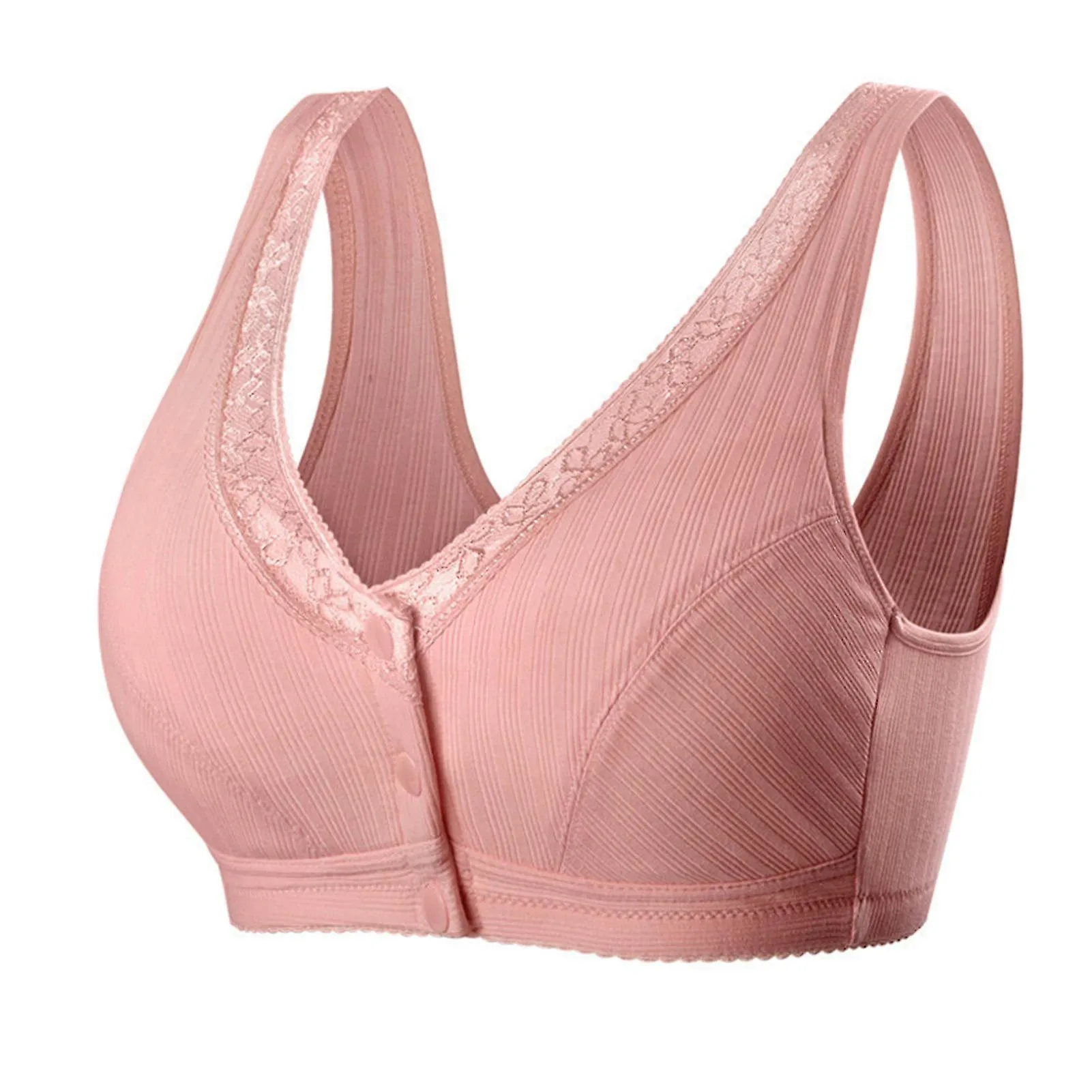Cómodo sujetador de algodón de talla grande con botón frontal ropa interior inalámbrica para mujer transpirable sin costuras