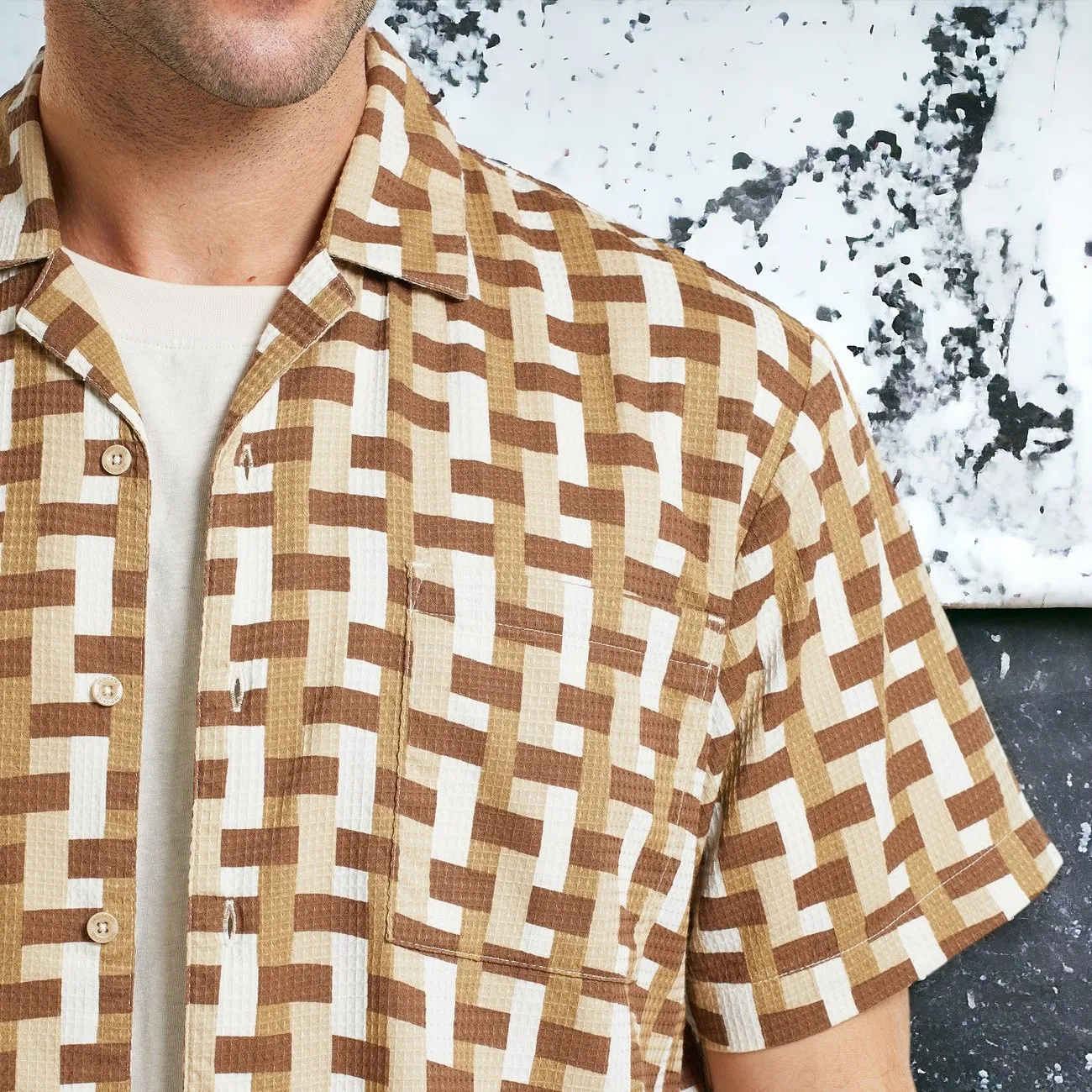 Dedicated – Camisa Marstrand square weave oat white