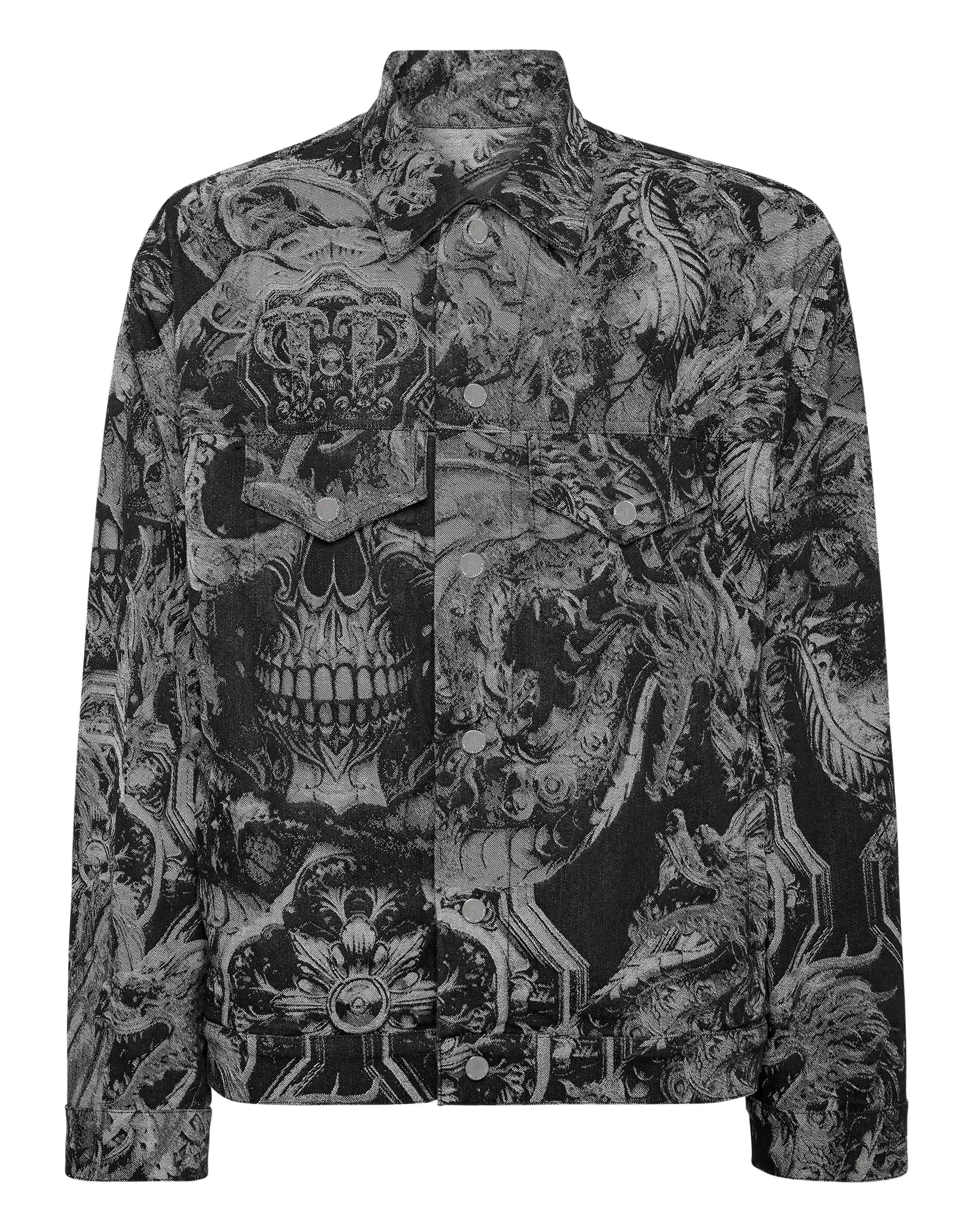 Denim Oversize Jacket Dragon Skull