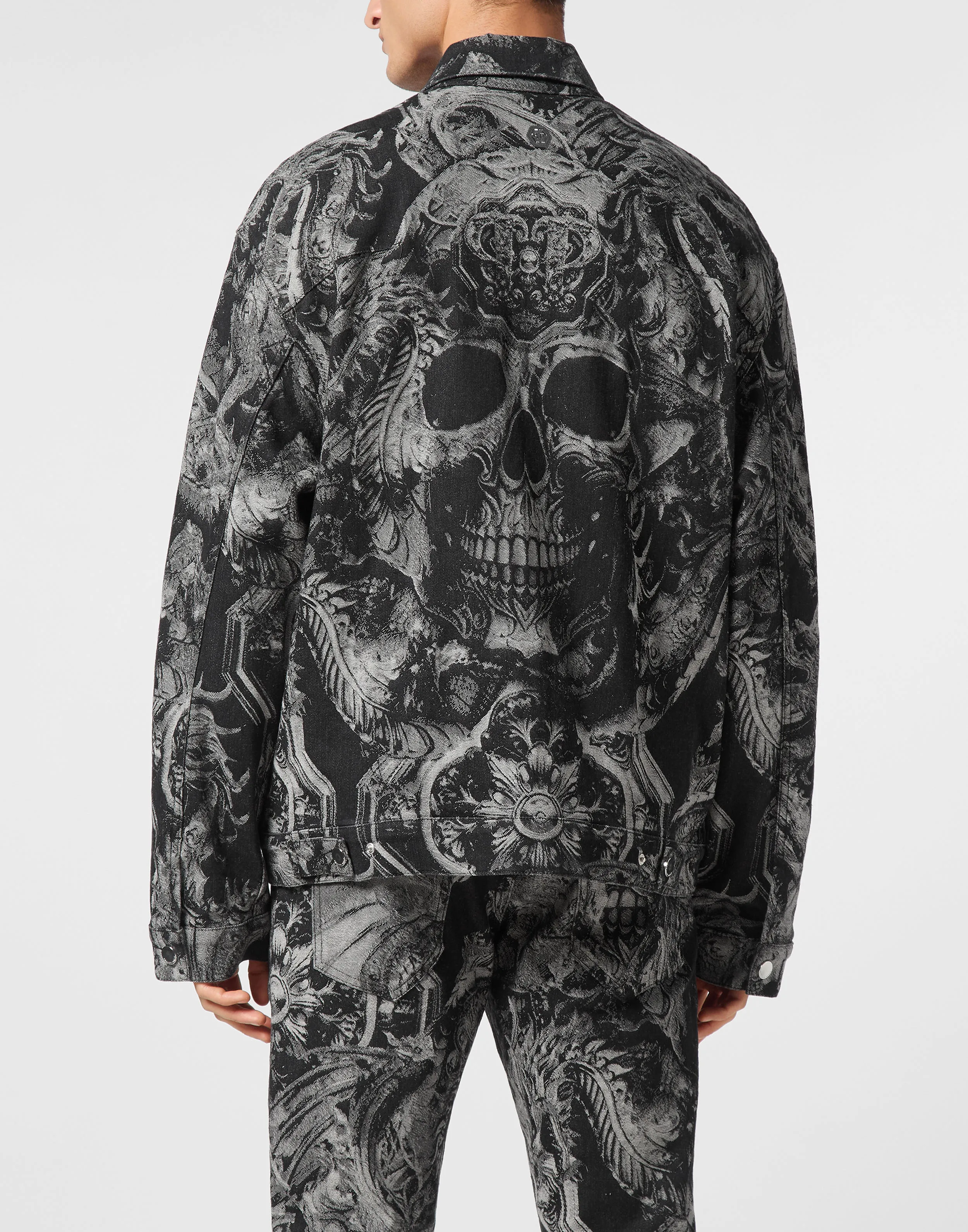 Denim Oversize Jacket Dragon Skull