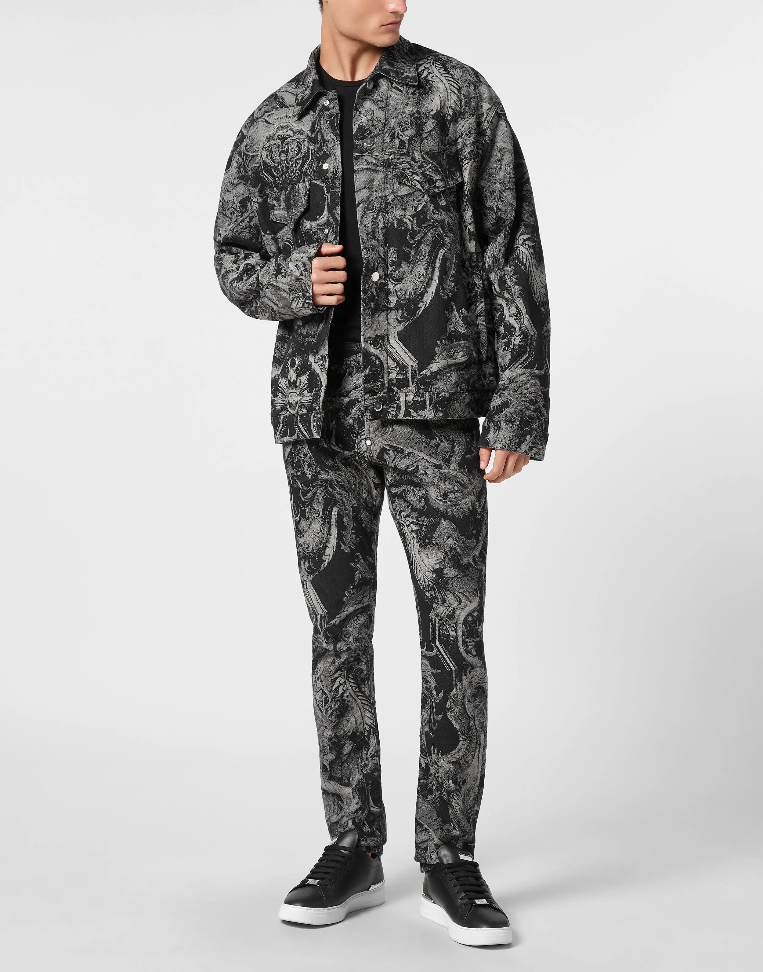 Denim Oversize Jacket Dragon Skull